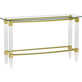 4038 Sofa Table in Tempered Glass, Acrylic & Gold